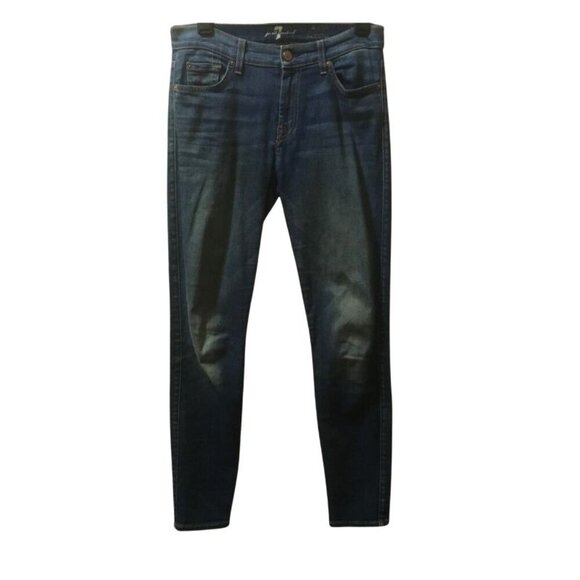 Seven for All Mankind 'The Ankle Skinny' Skinny Denim Jeans in a Dark Wash (28W) - Picture 1 of 10